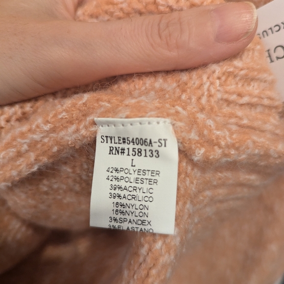 NWT Pink Clover oversized neutral camel Dad sweater pullover crew neck  size L - Picture 7 of 7